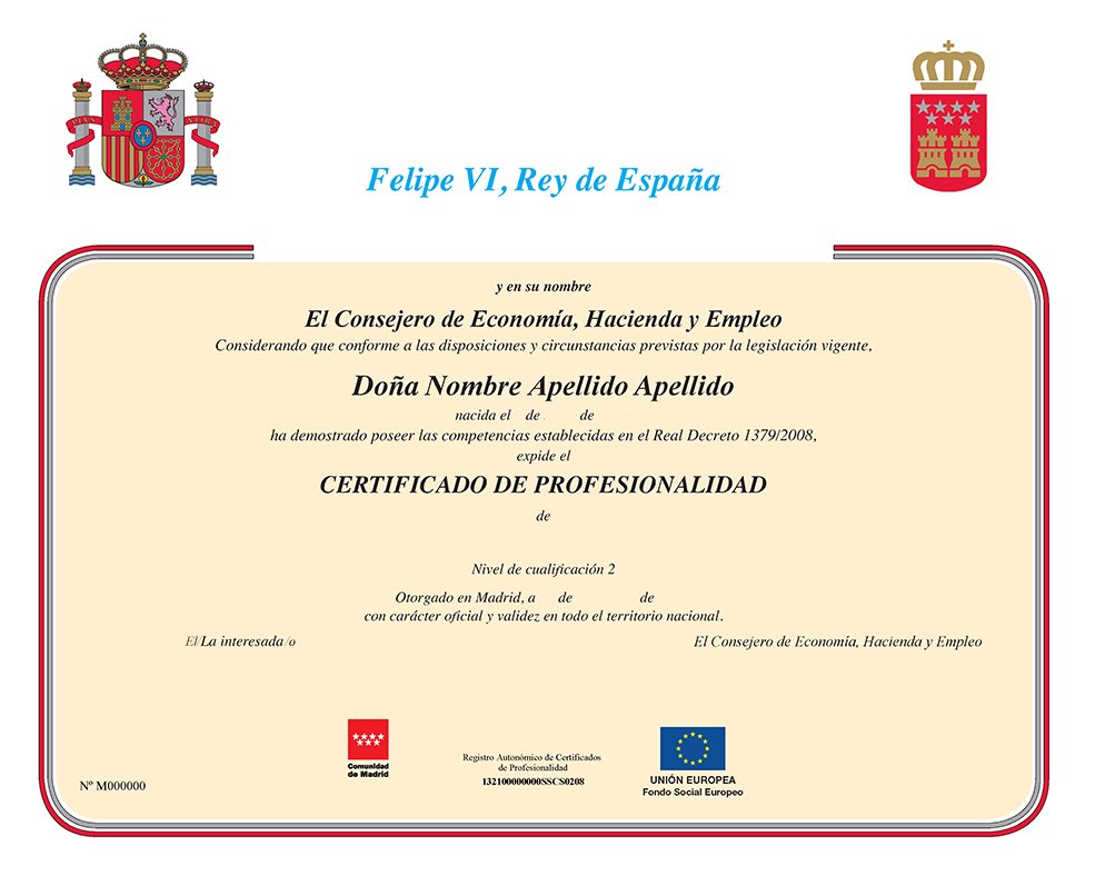 Título de Certificado de Profesionalidad en España