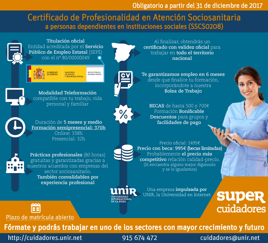 SUPER Cuidadores imparte el Certificado de Profesionalidad en Atención Sociosanitaria oficial